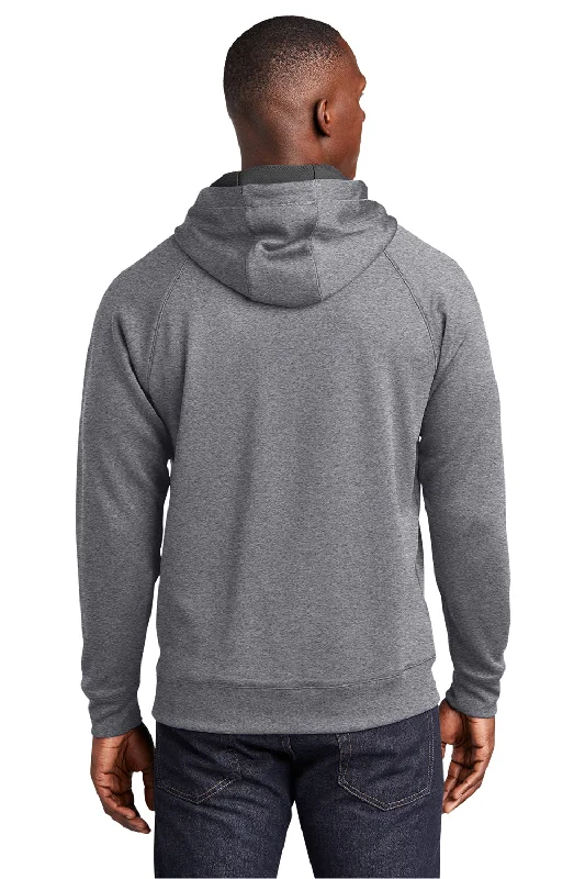 Sport-Tek Mens Tech Moisture Wicking Fleece Hooded Sweatshirt Hoodie - Heather Vintage Grey