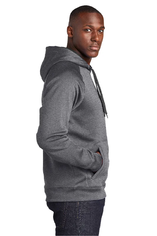 Sport-Tek Mens Tech Moisture Wicking Fleece Hooded Sweatshirt Hoodie - Heather Vintage Grey