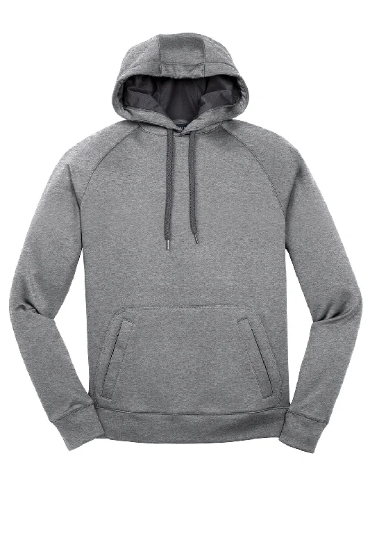 Sport-Tek Mens Tech Moisture Wicking Fleece Hooded Sweatshirt Hoodie - Heather Vintage Grey