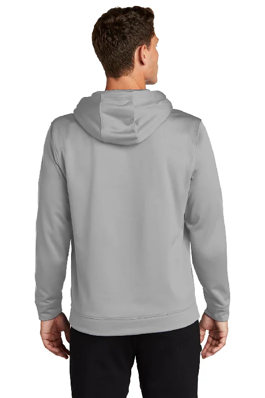 Sport-Tek Mens Sport-Wick Moisture Wicking Fleece Hooded Sweatshirt Hoodie - Silver Grey