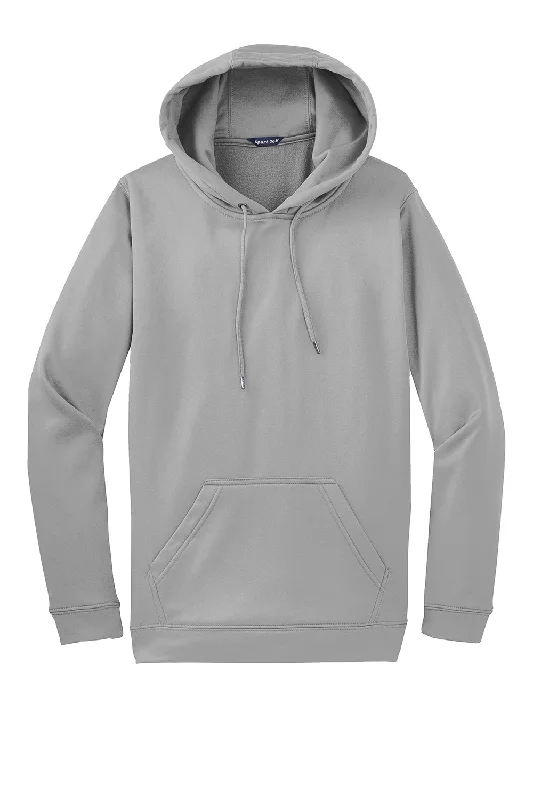 Sport-Tek Mens Sport-Wick Moisture Wicking Fleece Hooded Sweatshirt Hoodie - Silver Grey