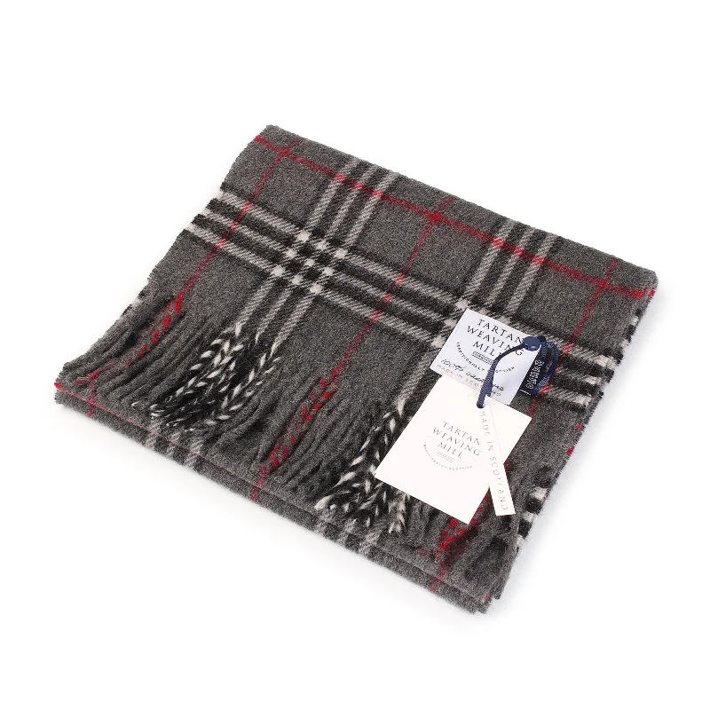 Tartan Weaving Mill 100% Cashmere Scarf  Thomson Dark Grey