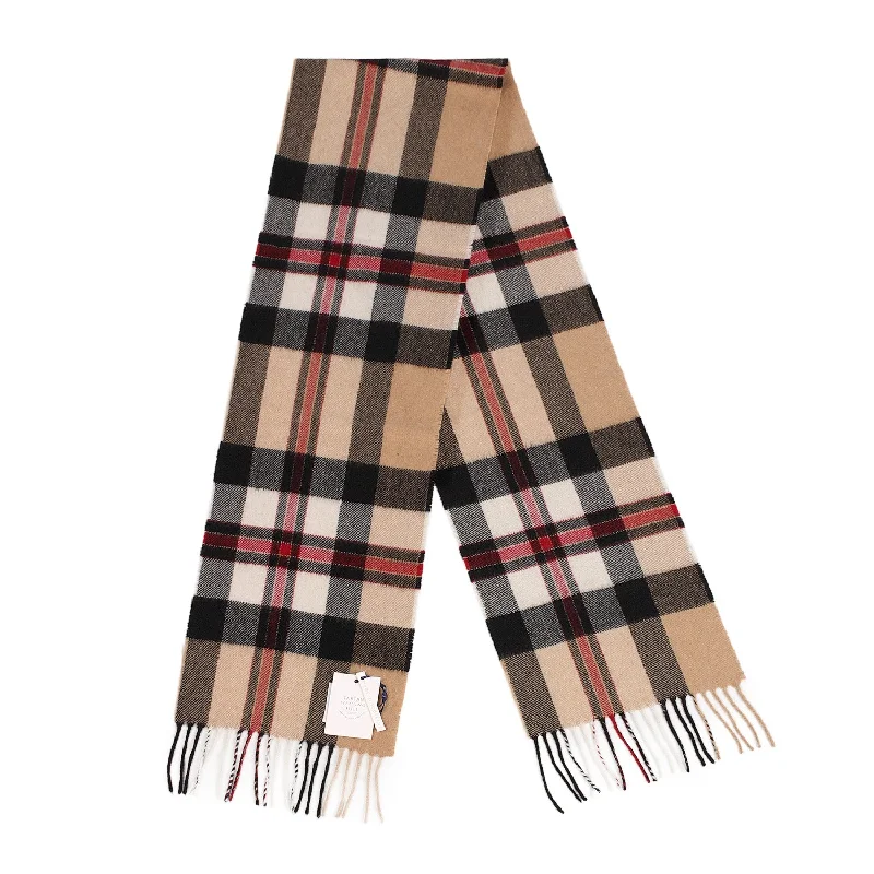 Tartan Weaving Mill 100% Cashmere Scarf  Amplified Thomson Camel