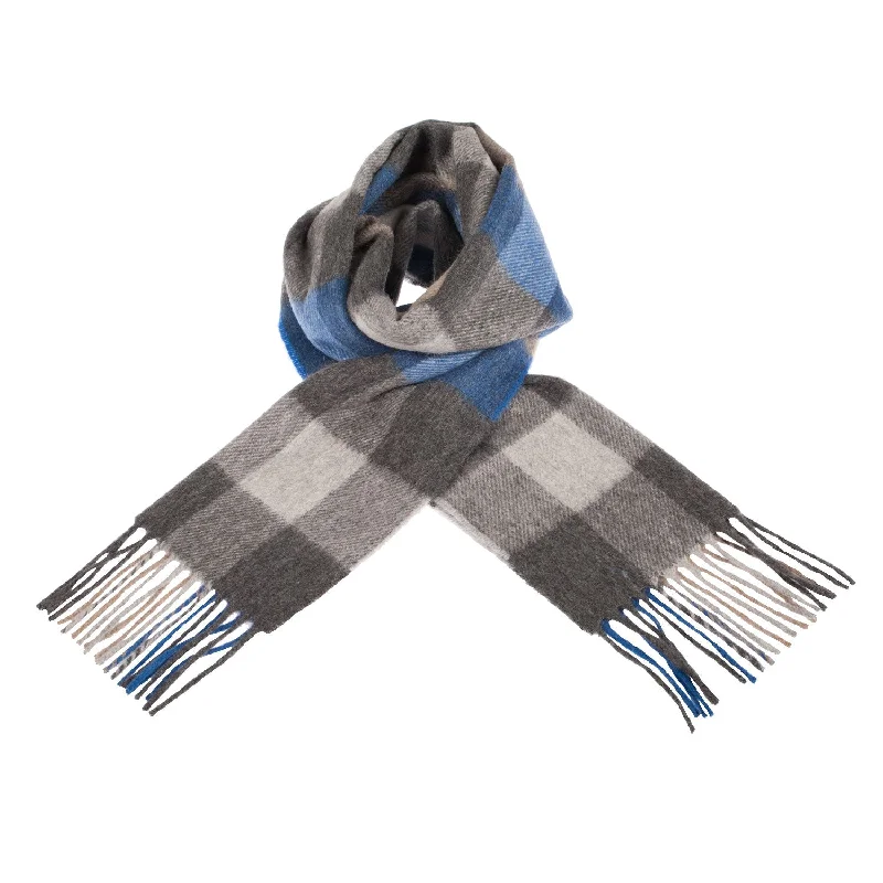 Tartan Weaving Mill 100% Cashmere Scarf  Cubes Shadow