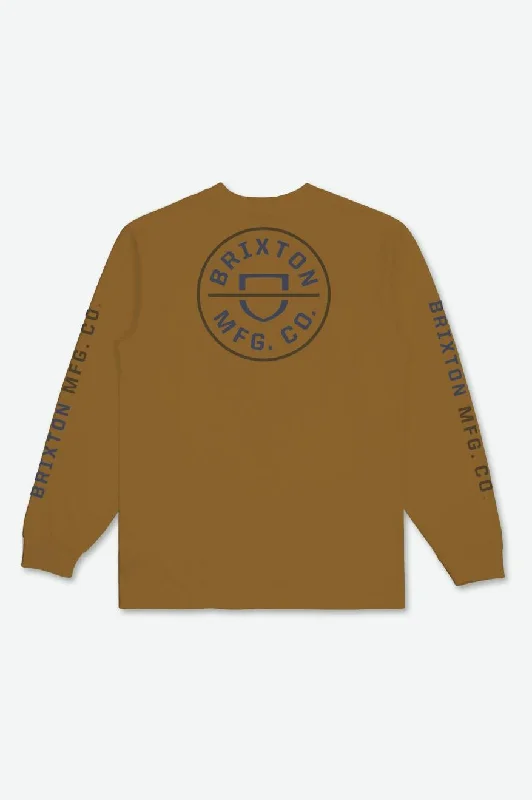 Crest L/S Tee  - Golden Brown/Washed Navy/Desert Palm