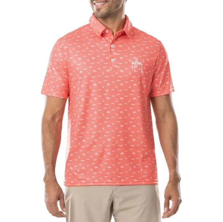 Guy Harvey Men's Knits Tops Performance Printed Polo