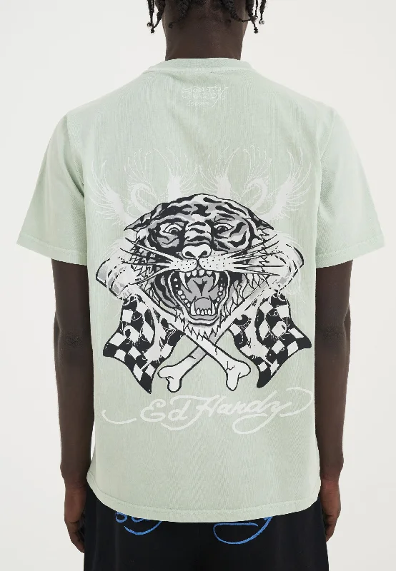 Mens Mono Racing Tiger Tshirt - Light Green