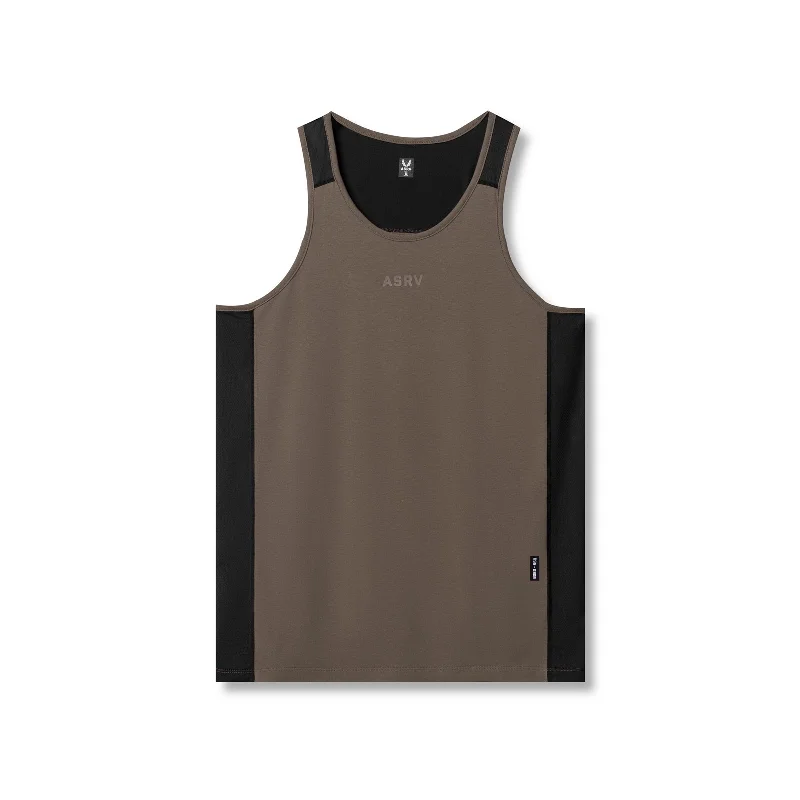 0809. Supima® Mesh Panel Training Singlet  - Deep Taupe