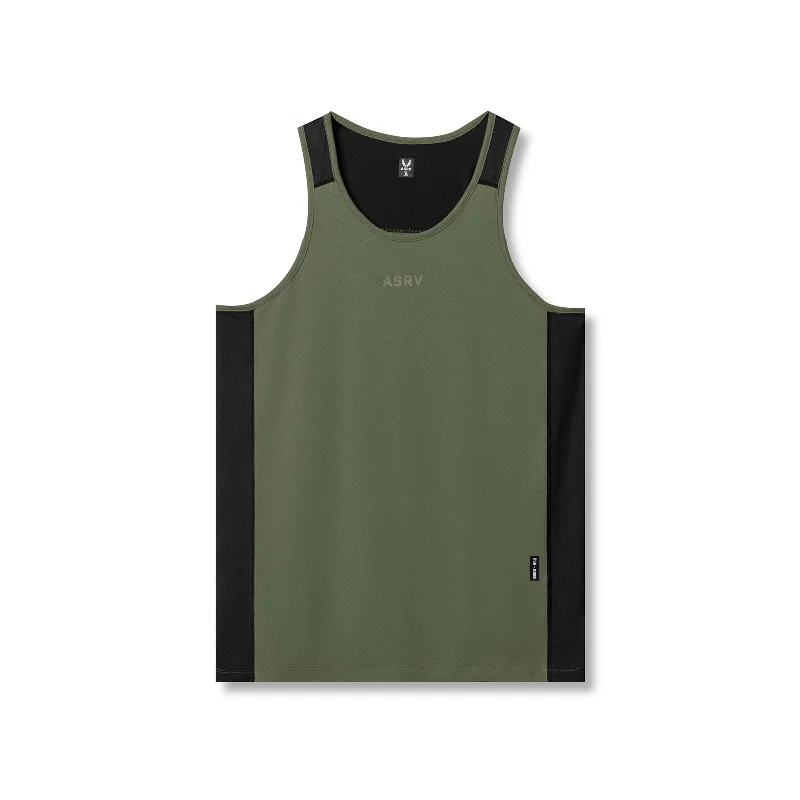 0809. Supima® Mesh Panel Training Singlet  - Olive