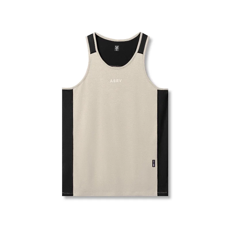 0809. Supima® Mesh Panel Training Singlet  - Sand Smoke