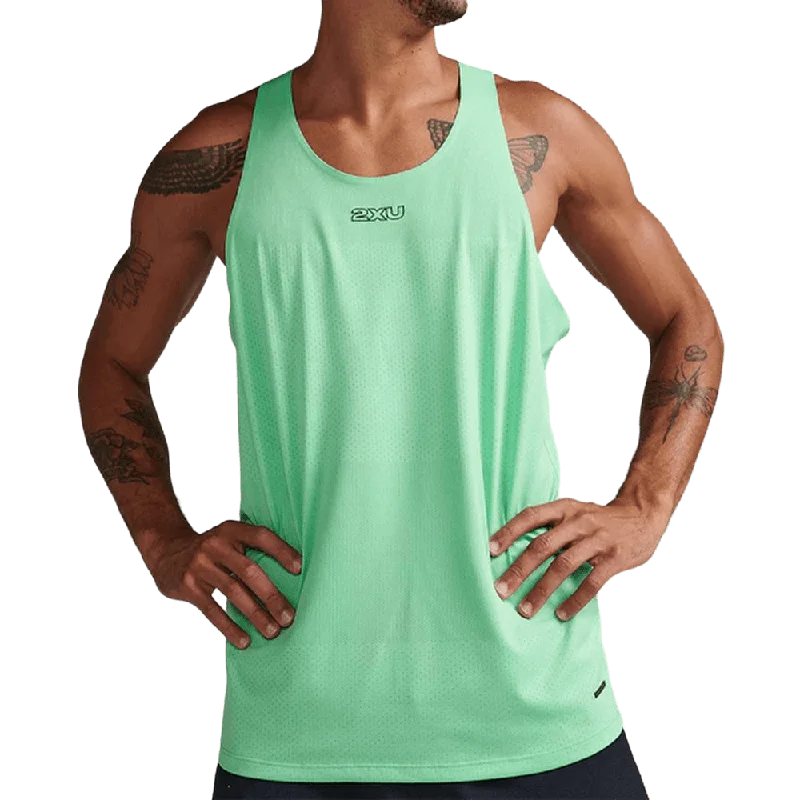 2XU Men's Light Speed Tech Singlet (Spring Green/Black Reflective)