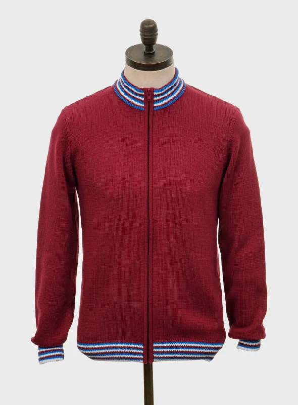 Art Gallery Clothing - Roe Knitted Wine / Navy / White - Cardigan