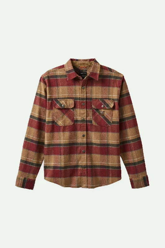 Builders Bowery Stretch Water Resistant L/S Flannel - Woodsmoke/Cordovan Red/Washed Black