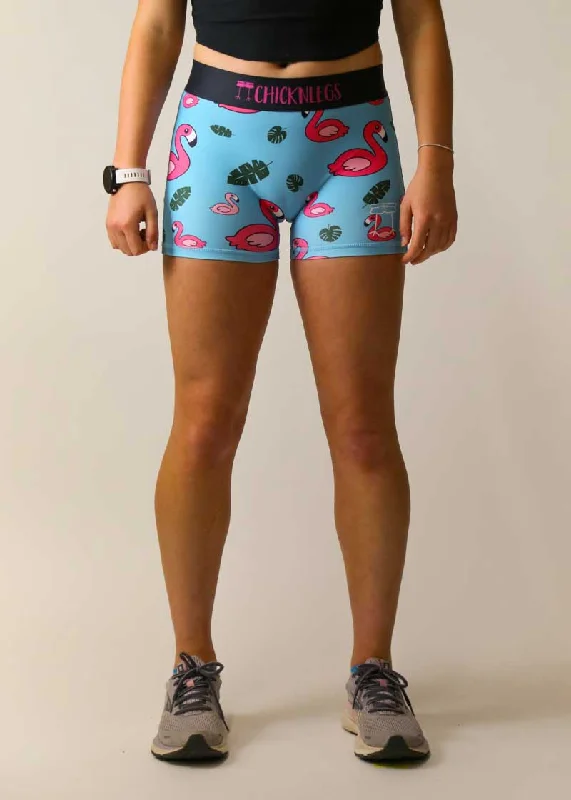 Women's Blue Flamingo 3" Compression Shorts