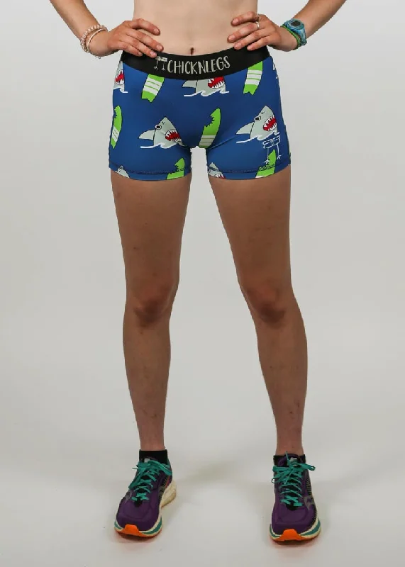 Women's Blue Sharks 3" Compression Shorts