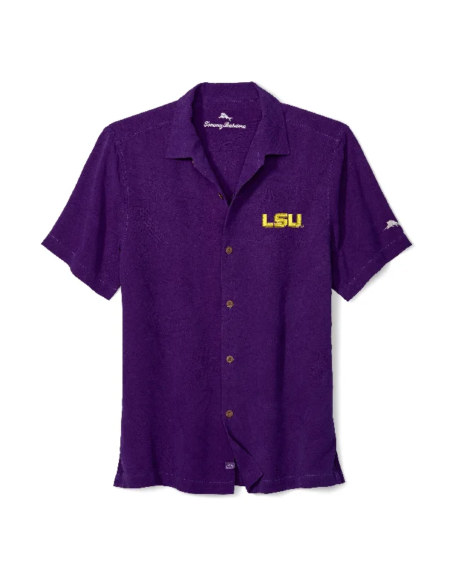 LSU Tommy Bahama Camp Shirt - Plum