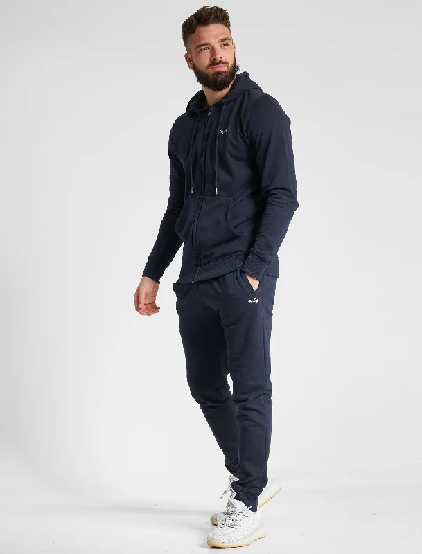 Invex 2pc Hoody & Jogger Brushback Fleece Tracksuit Co-ord Set in Sky Captain Navy - Tokyo Laundry