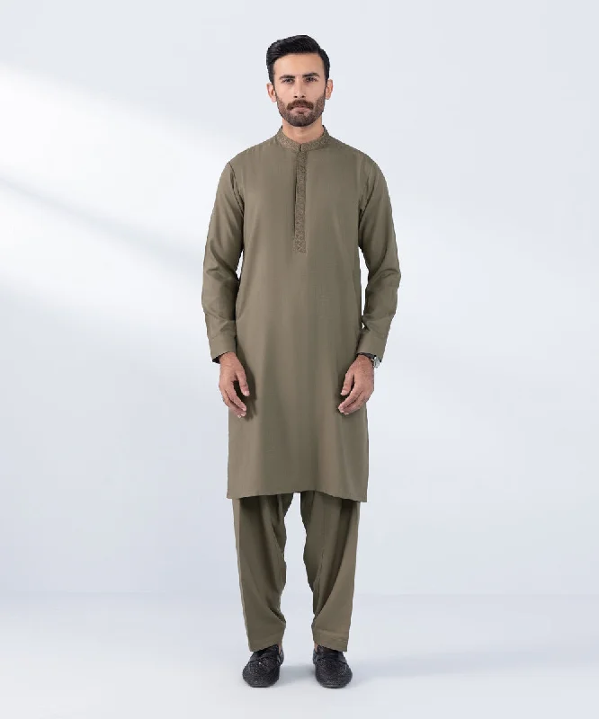 Embroidered Wash & Wear Suit