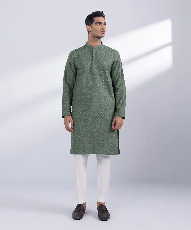 Schiffli Embroidered Cotton Kurta