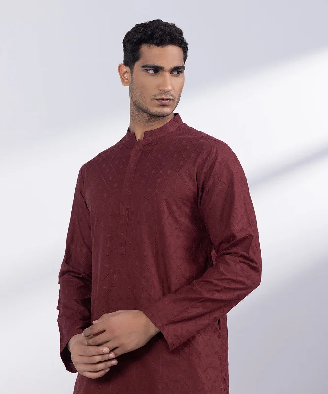 Schiffli Embroidered Cotton Kurta