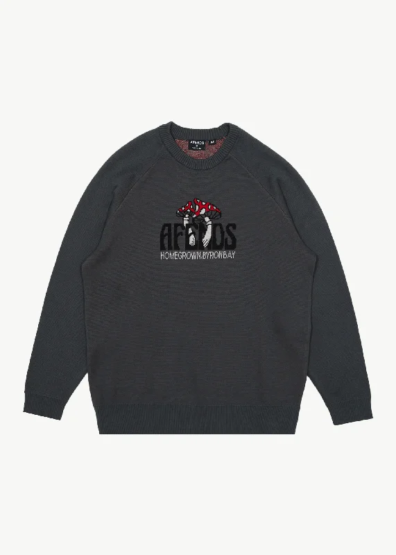 AFENDS Mens Let It Grow - Raglan Knit - Charcoal