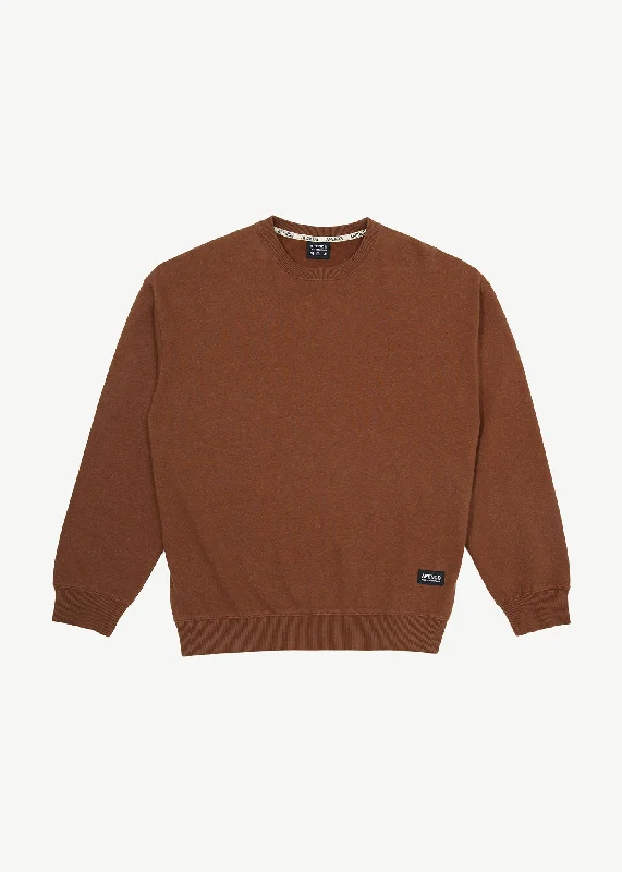 AFENDS Mens Indica - Crew Neck Jumper - Toffee