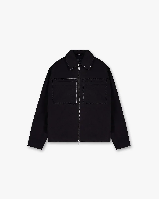 Contrast Stitch Smart Jacket - Jet Black