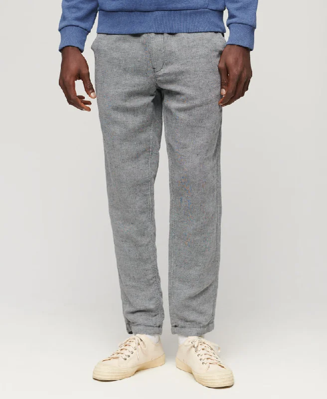 Drawstring Linen Trouser | Dark Navy/Optic