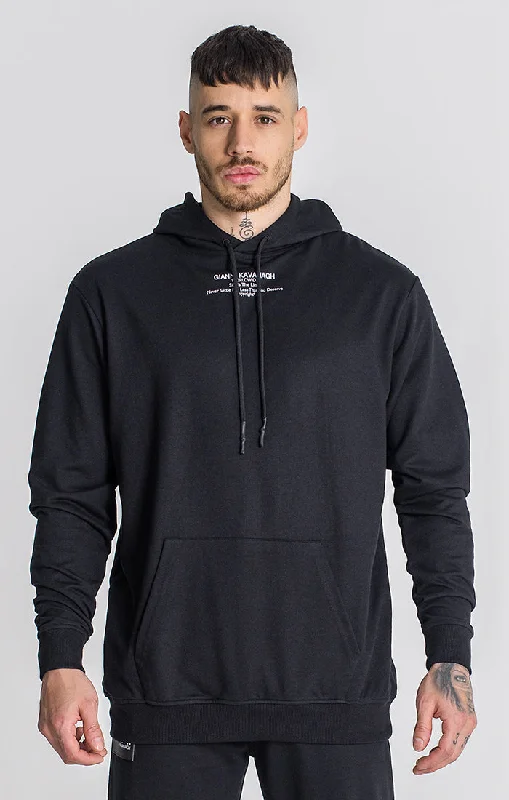 Black Warning Oversized Hoodie