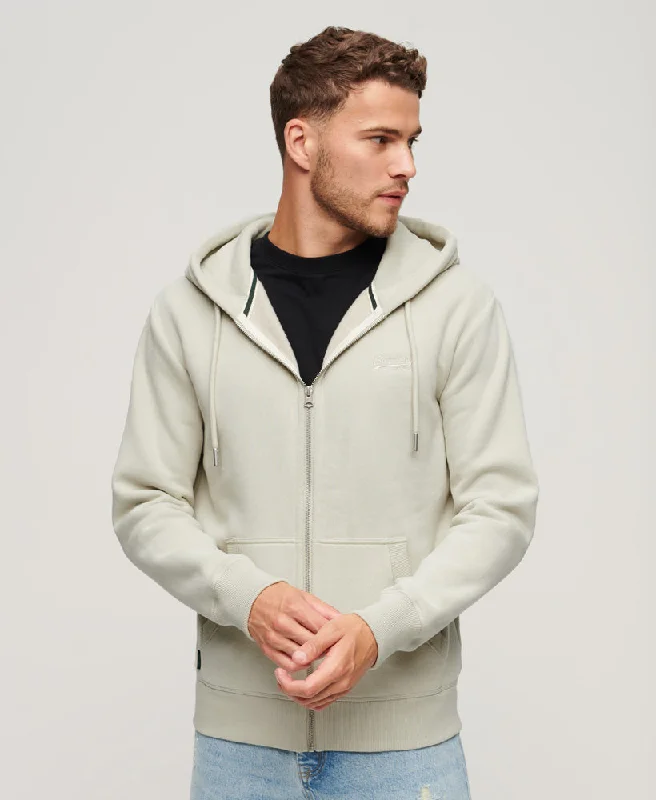 Essential Logo Zip Hoodie | Light Stone Beige