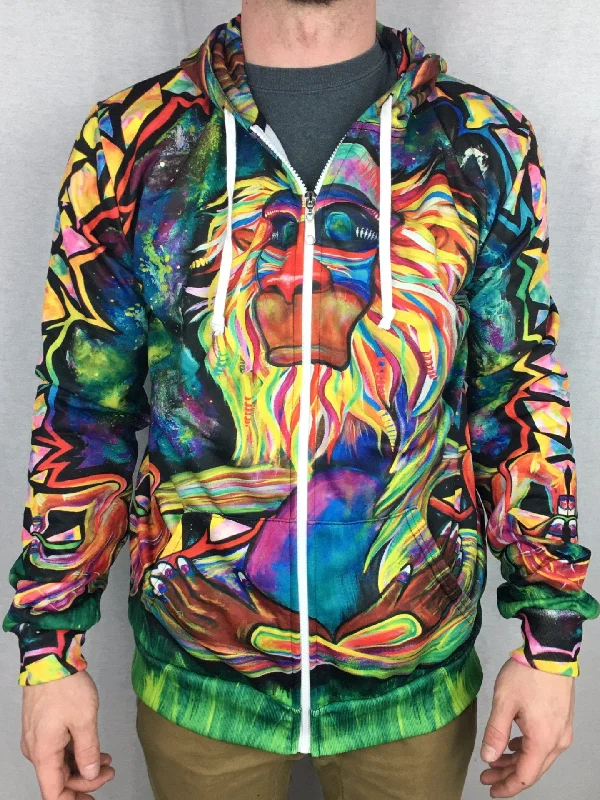 Meditating Rafiki Unisex Zip-Up Hoodie