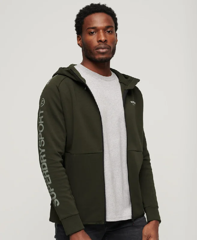 Sport Tech Logo Loose Zip Hood | Army Khaki