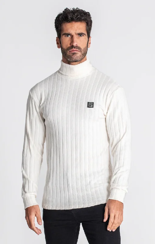 White Ribbed Turtleneck