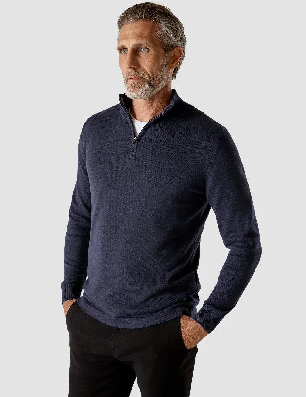 Fine Knit Half-Zip Navy