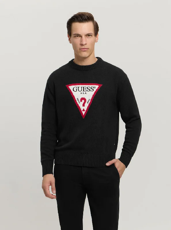 Guess Jeans Black Triangle Knit Sweater