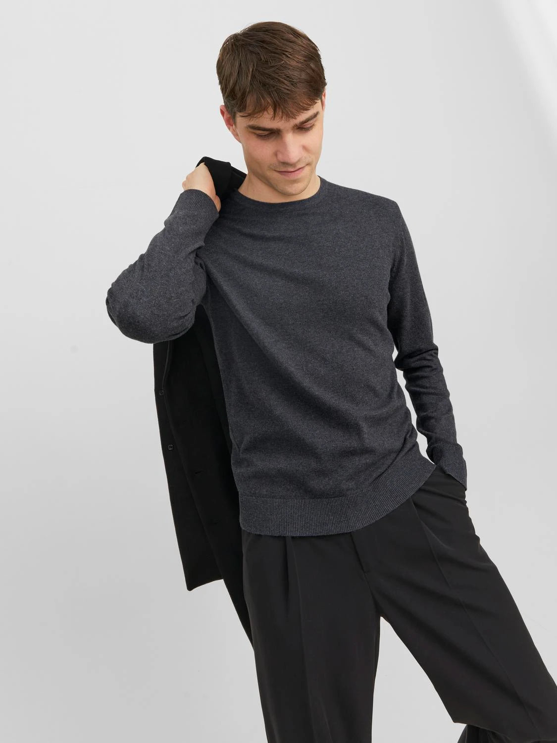 Jack Jones Plain Dress Knit -Dark Grey