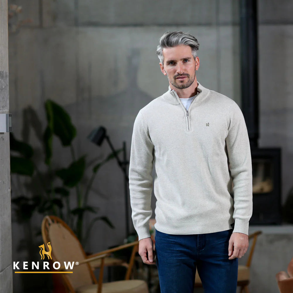 Kenrow  Half Zip Jumper - Sand Melange