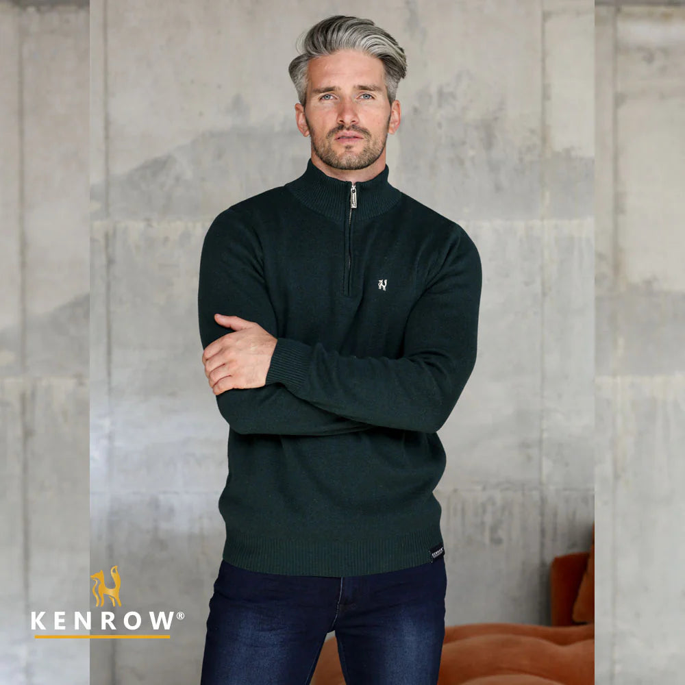 Kenrow Half Zip Jumper -Teal Melange