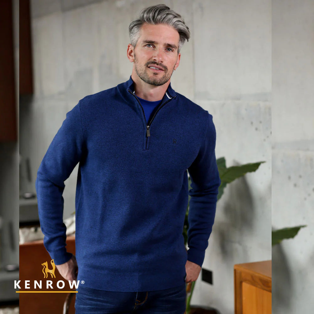 Kenrow Half Zip Knit Blue Melange